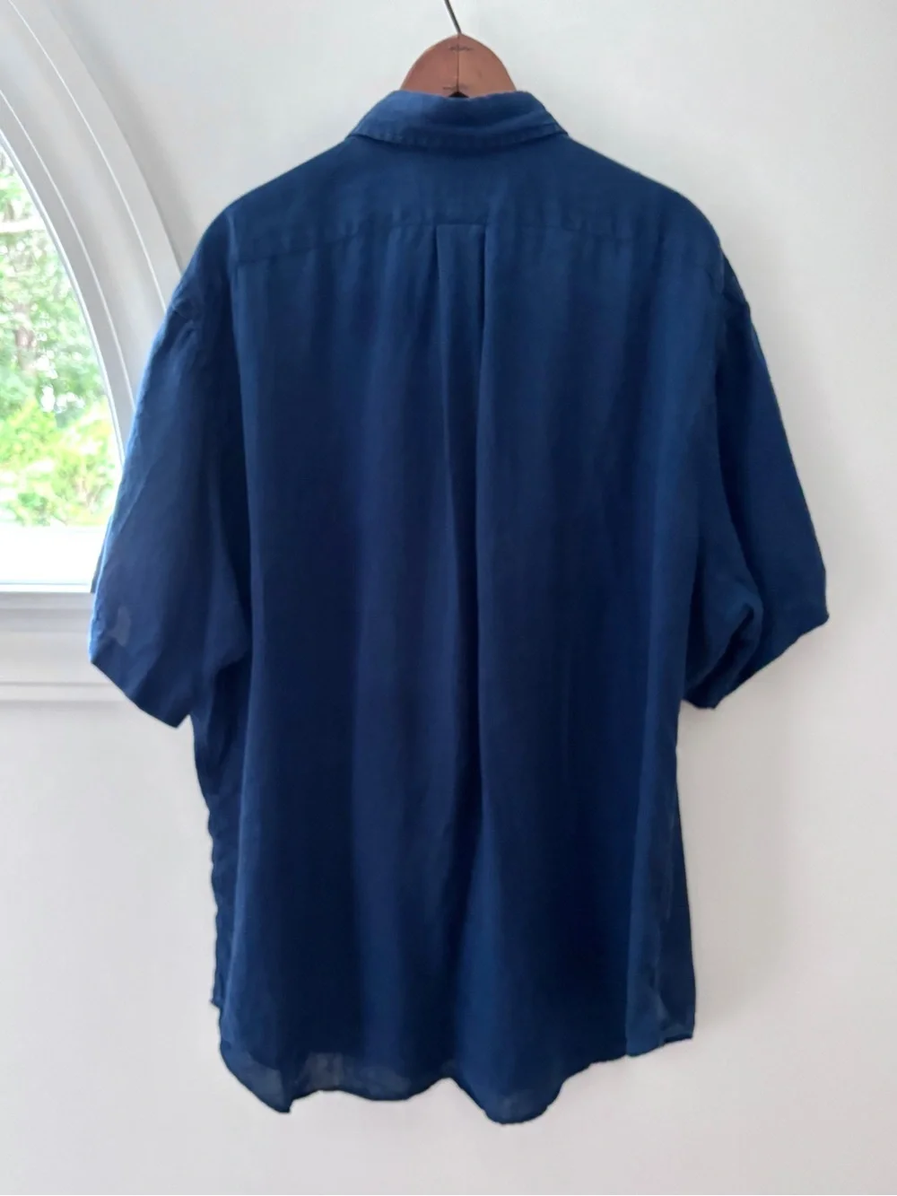 Polo Ralph Lauren Mens Classic Fit Linen Short Sleeve Shirt XL Button Down Navy